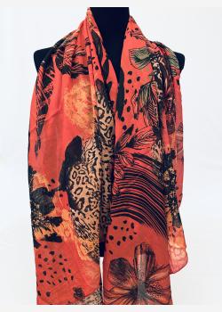 Шарф асимметричный тонкий с цветочным принтом Girandola