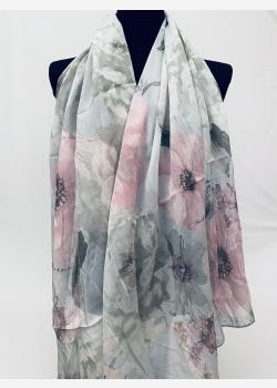 Шарф асимметричный тонкий с цветочным принтом Girandola