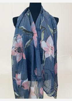Шарф асимметричный тонкий с цветочным принтом Girandola