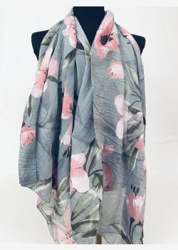Шарф асимметричный тонкий с цветочным принтом Girandola