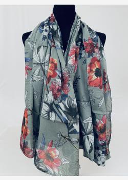 Шарф тонкий асимметричный с цветочным принтом Girandola