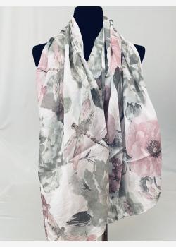 Шарф асимметричный тонкий с цветочным принтом Girandola