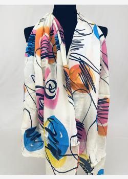 Шарф асимметричный тонкий с абстрактным принтом Girandola