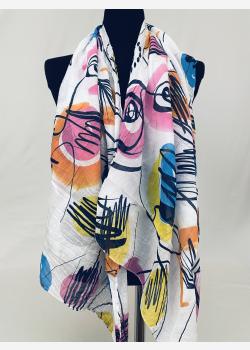Шарф асимметричный тонкий с абстрактным принтом Girandola
