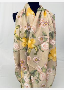 Шарф асимметричный тонкий с цветочным принтом Kikka Mia
